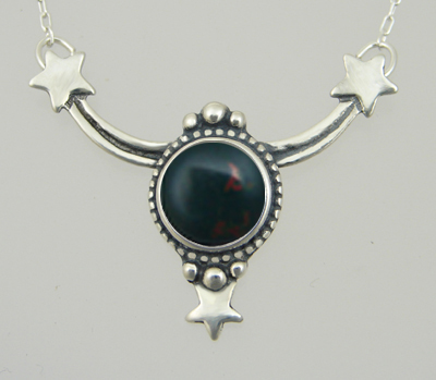 Sterling Silver Bloodstone Accents This Celestial Necklace